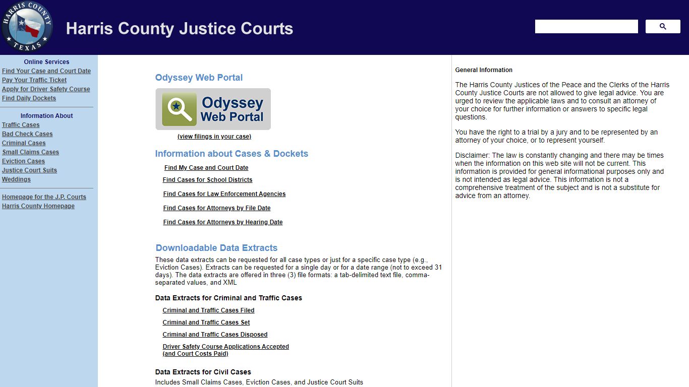 Information about Cases and Dockets - Harris County, Texas